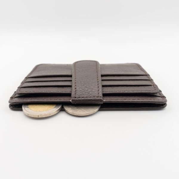 nagyméretű, sok rekeszes valódi bőr kártyatartó, texturált barna