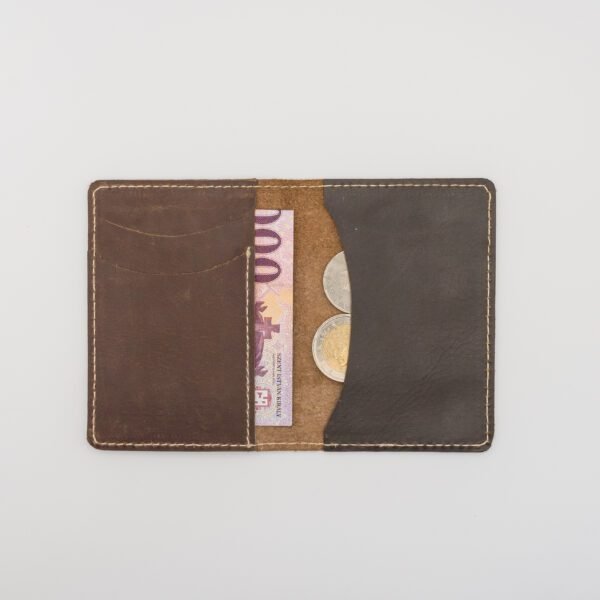 mini bőr pénztárca, sötétbarna minimál design valódi bőr pénztárca, sötétbarna