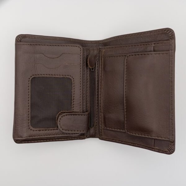 sok zsebes valódi bőr pénztárca, barna