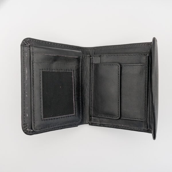 tágas valódi bőr pénztárca, fekete