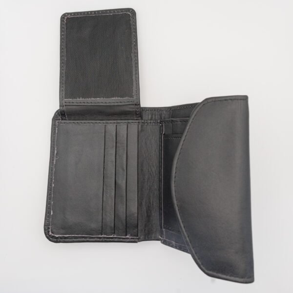 tágas valódi bőr pénztárca, fekete