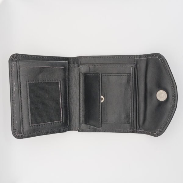 tágas valódi bőr pénztárca, fekete