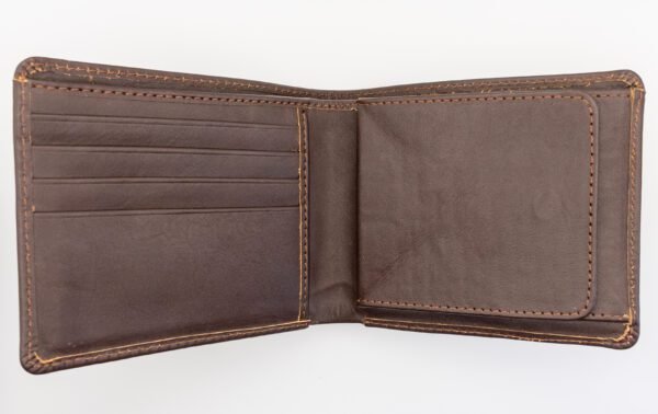 valódi bőr pénztárca nagy apró zsebbel, sötétbarna