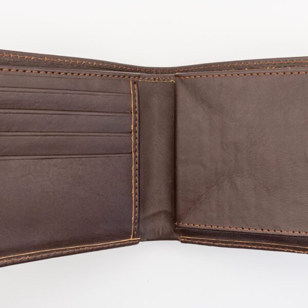 valódi bőr pénztárca nagy apró zsebbel, sötétbarna