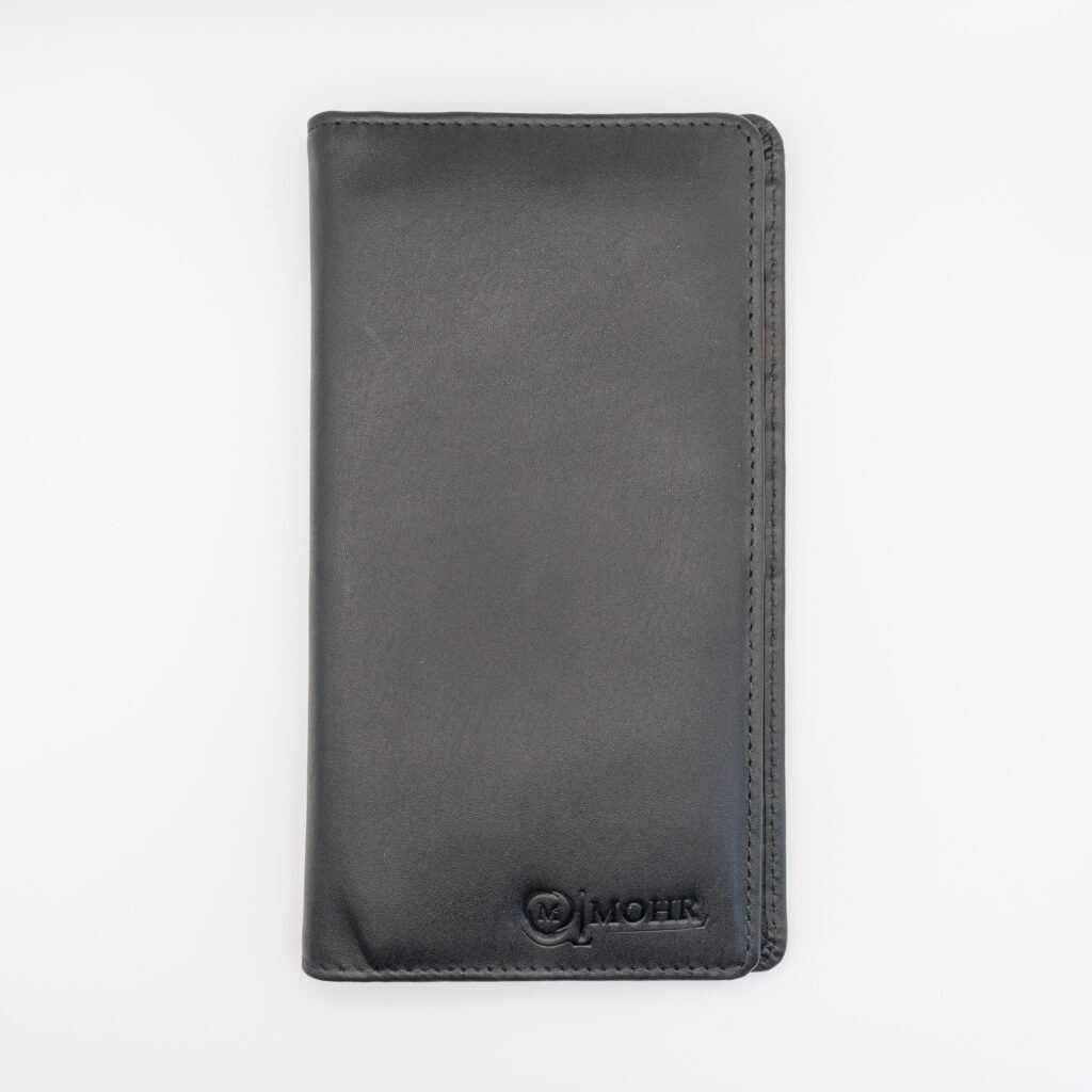 nagyméretű valódi bőr pénztárca, fekete