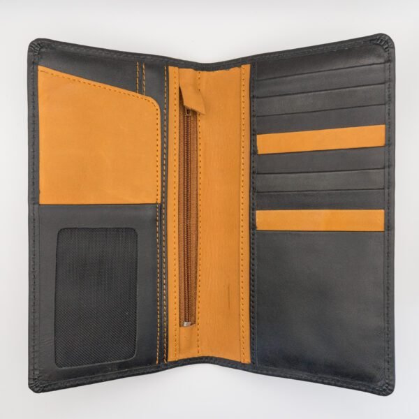 nagyméretű valódi bőr pénztárca, fekete