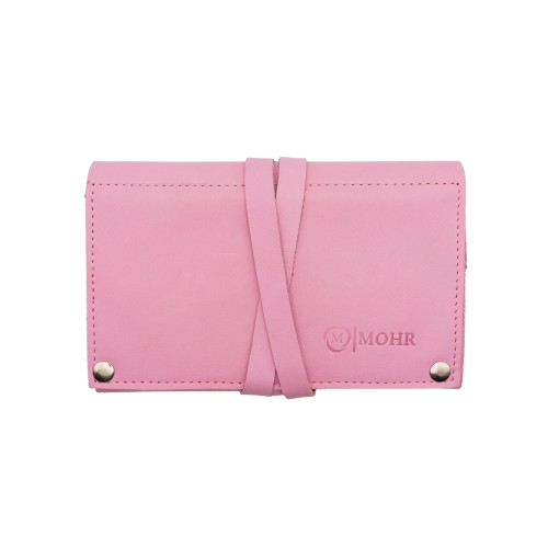 összehajtható valódi bőr ékszertartó, rózsaszín