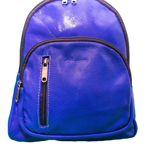 több zsebes valódi bőr városi hátizsák, kék