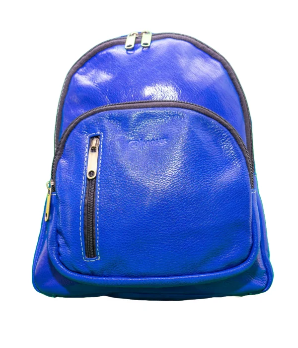 több zsebes valódi bőr városi hátizsák, kék