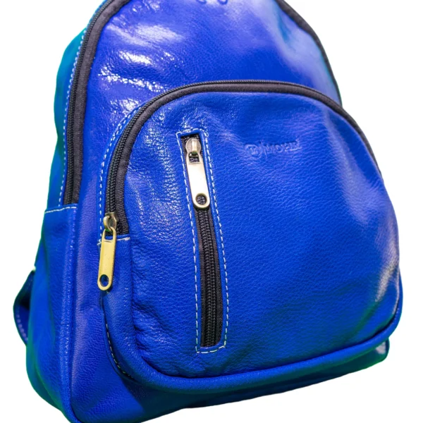 több zsebes valódi bőr városi hátizsák, kék