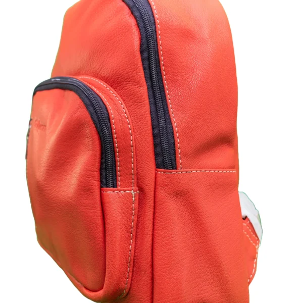 több zsebes valódi bőr városi hátizsák, piros