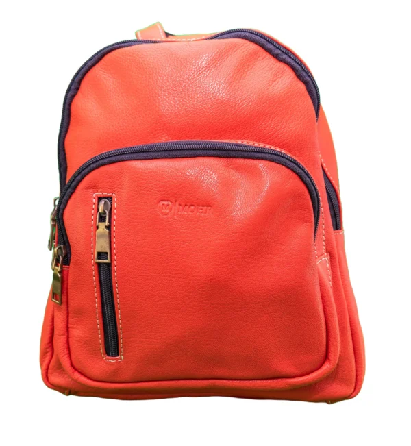 több zsebes valódi bőr városi hátizsák, piros