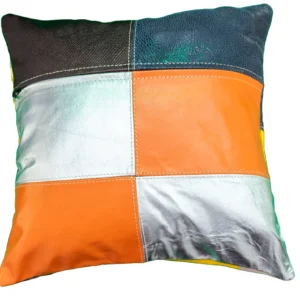 keleti mintás díszpárna huzat valódi bőrből, zipzárral