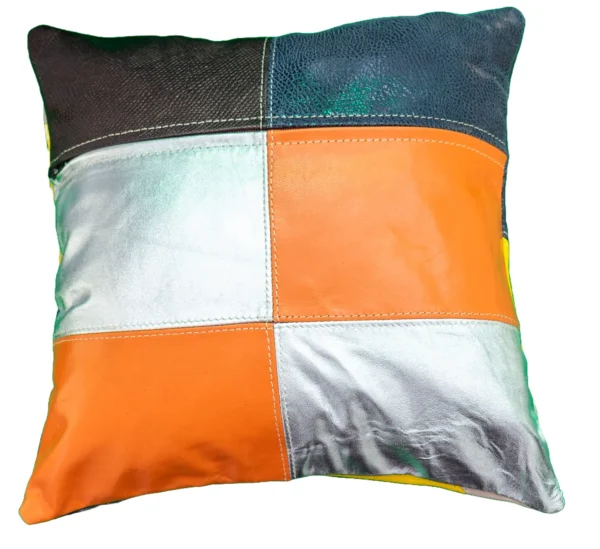 keleti mintás díszpárna huzat valódi bőrből, zipzárral