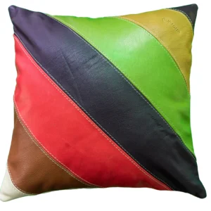 keleti mintás díszpárna huzat valódi bőrből, zipzárral