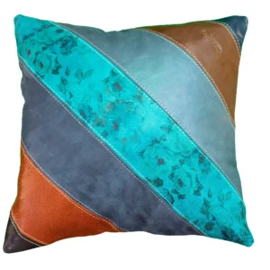 keleti mintás díszpárna huzat valódi bőrből, zipzárral