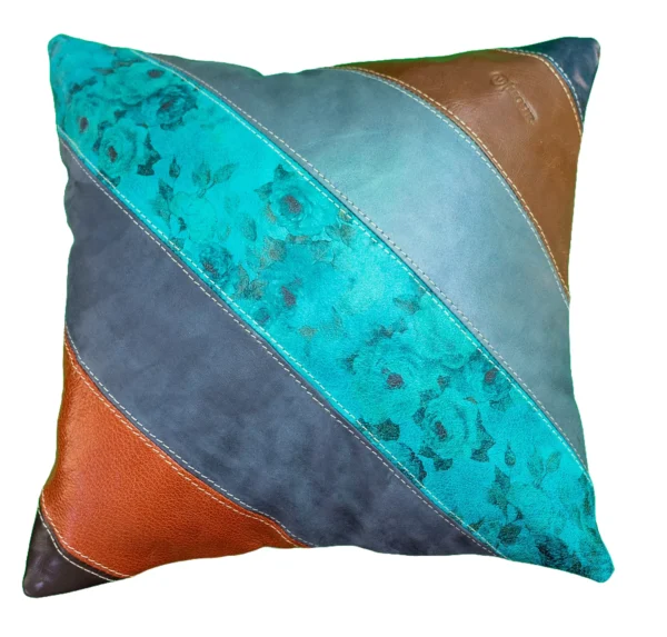 keleti mintás díszpárna huzat valódi bőrből, zipzárral