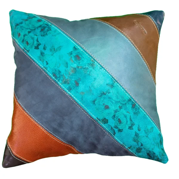 keleti mintás díszpárna huzat valódi bőrből, zipzárral