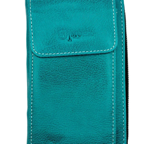 valódi bőr női tárca mobiltartó zsebbel, türkiz