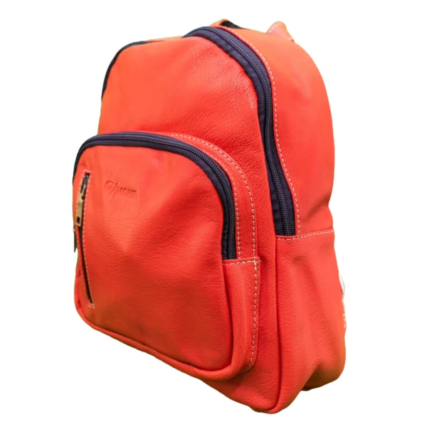 több zsebes valódi bőr városi hátizsák, piros