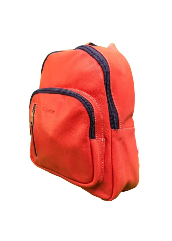 több zsebes valódi bőr városi hátizsák, piros