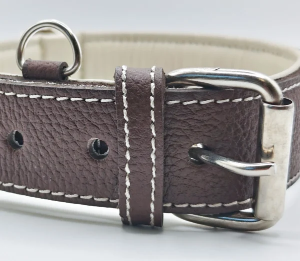 kutya nyakörv valódi bőrből biléta akasztóval, sötétbarna