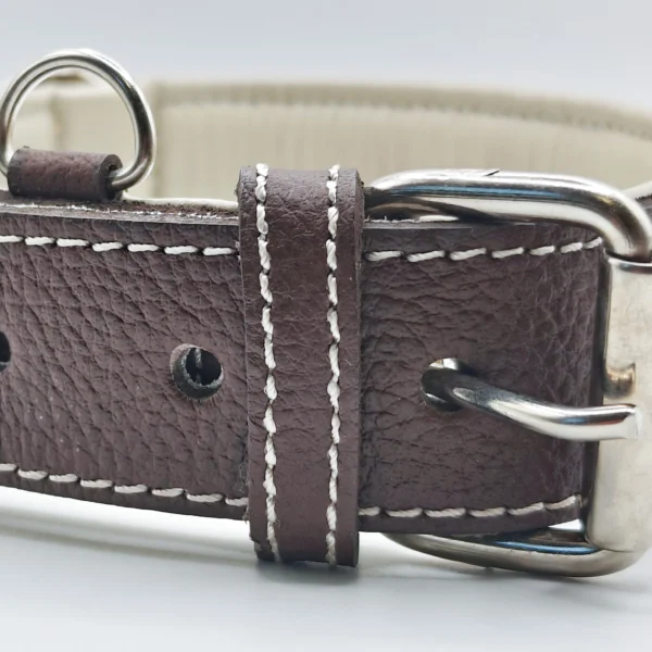 kutya nyakörv valódi bőrből biléta akasztóval, sötétbarna