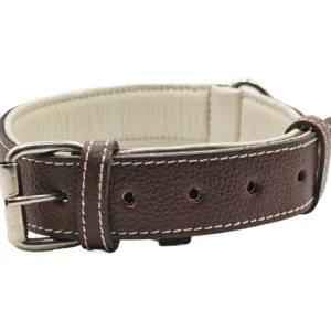 kutya nyakörv valódi bőrből biléta akasztóval, sötétbarna