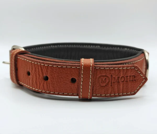 kutya nyakörv valódi bőrből biléta akasztóval, barna