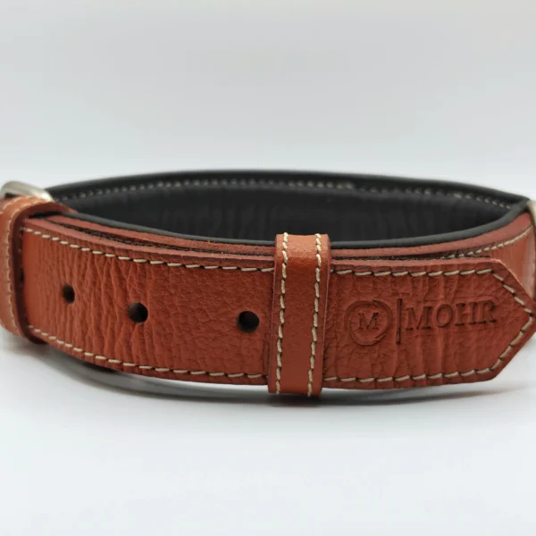 kutya nyakörv valódi bőrből biléta akasztóval, barna