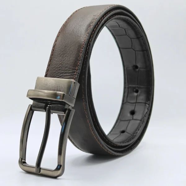 double belt br bl snake 1 Valódi bőr kétoldalas öv "Roma"