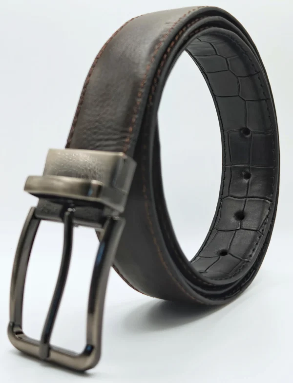 double belt br bl snake 3 Valódi bőr kétoldalas öv "Roma"